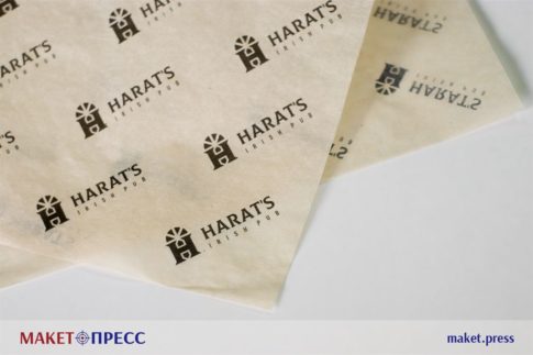 Подпергамент небеленый - печать в одну краску - брендирование